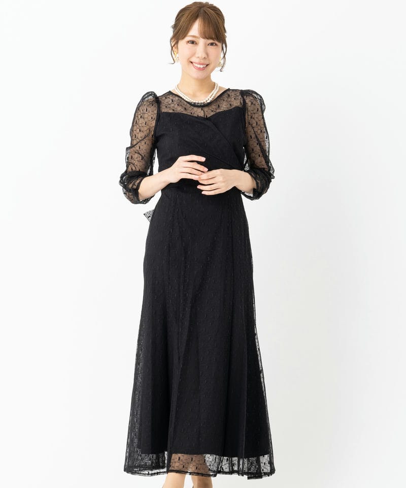 etoll. エトル ジオメトリックカシュクールデザインフレアドレス