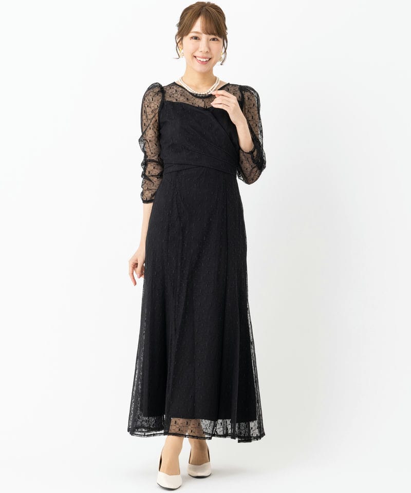 etoll. エトル ジオメトリックカシュクールデザインフレアドレス