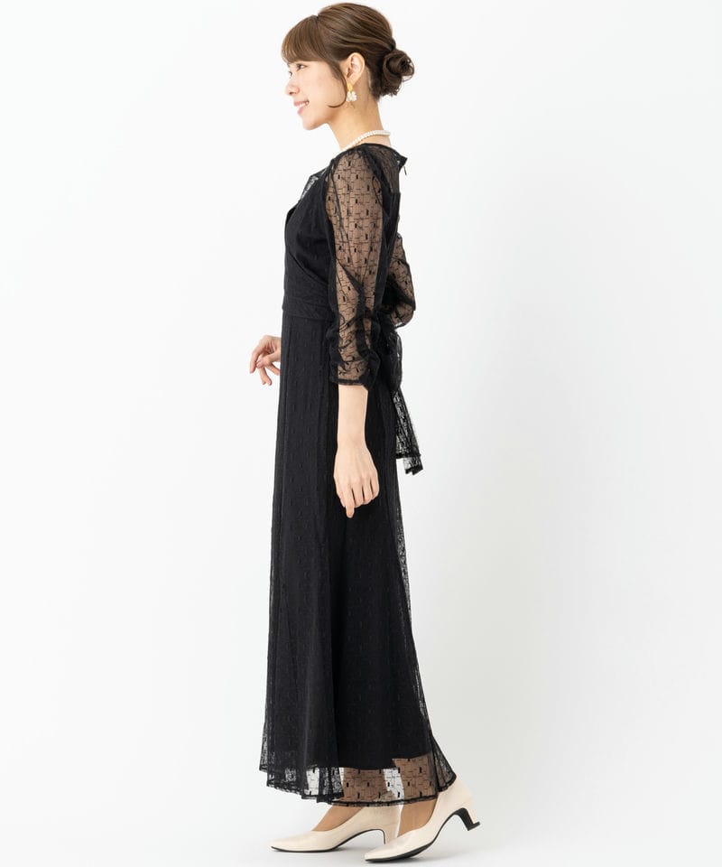 etoll. エトル ジオメトリックカシュクールデザインフレアドレス