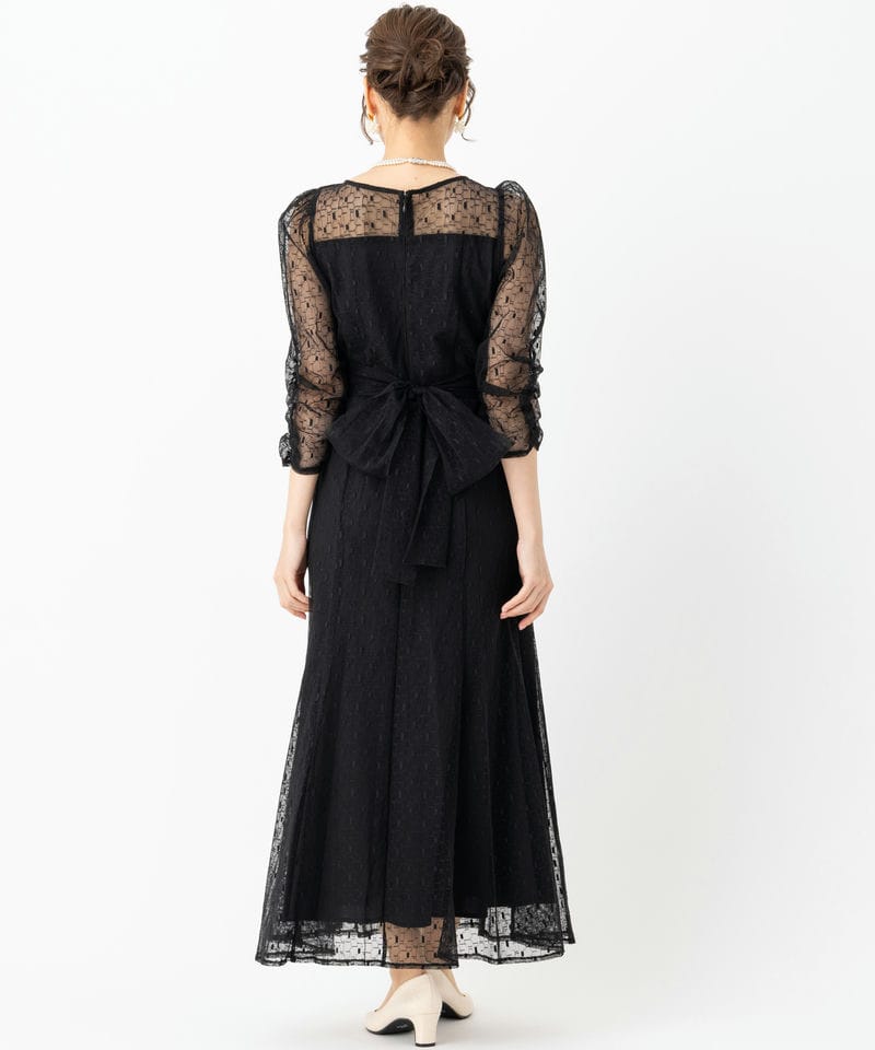 etoll. エトル ジオメトリックカシュクールデザインフレアドレス