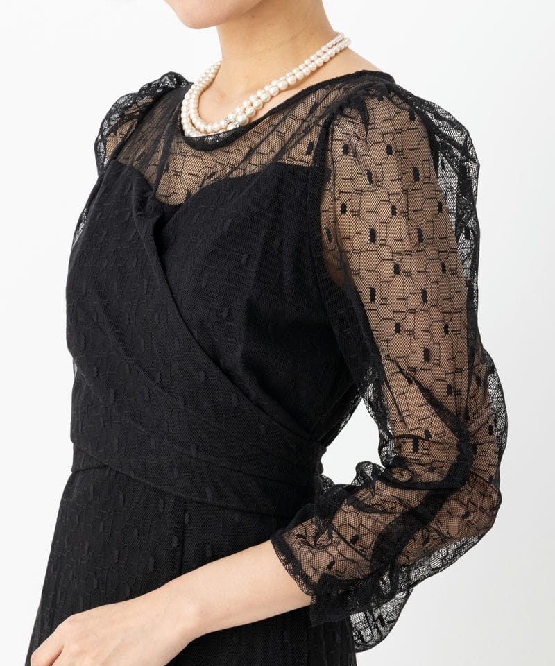 etoll. エトル ジオメトリックカシュクールデザインフレアドレス