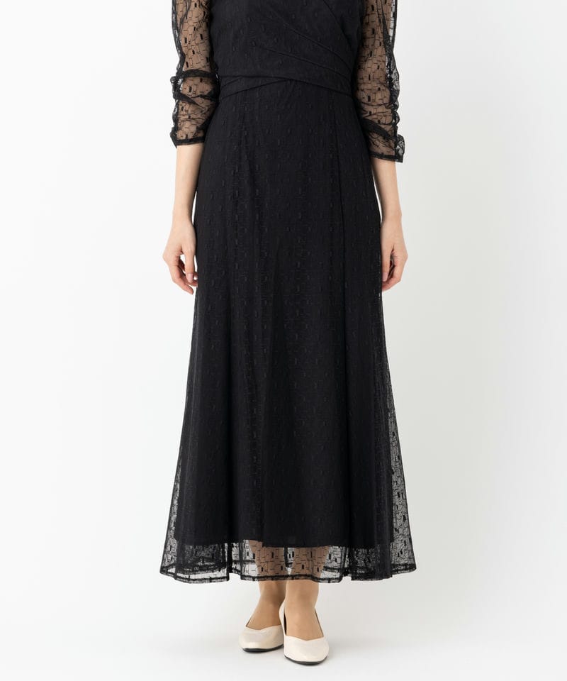 etoll. エトル ジオメトリックカシュクールデザインフレアドレス