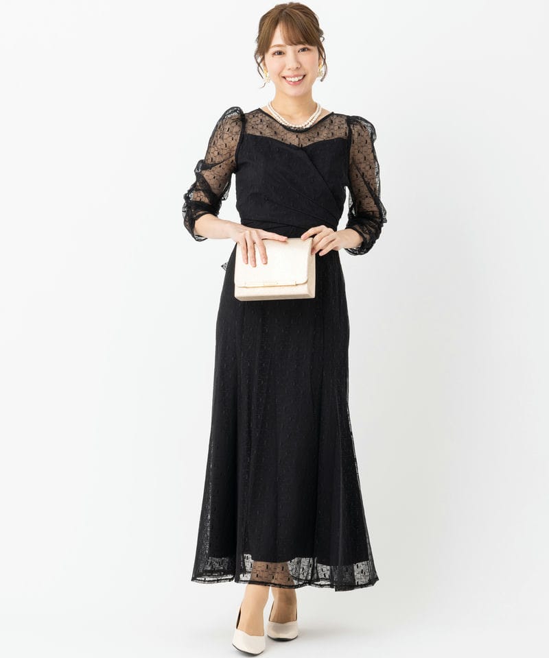 etoll. エトル ジオメトリックカシュクールデザインフレアドレス