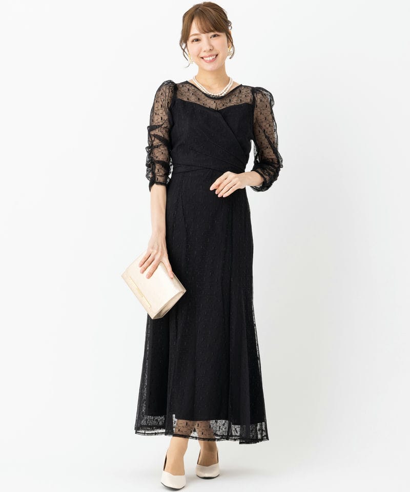 etoll. エトル ジオメトリックカシュクールデザインフレアドレス