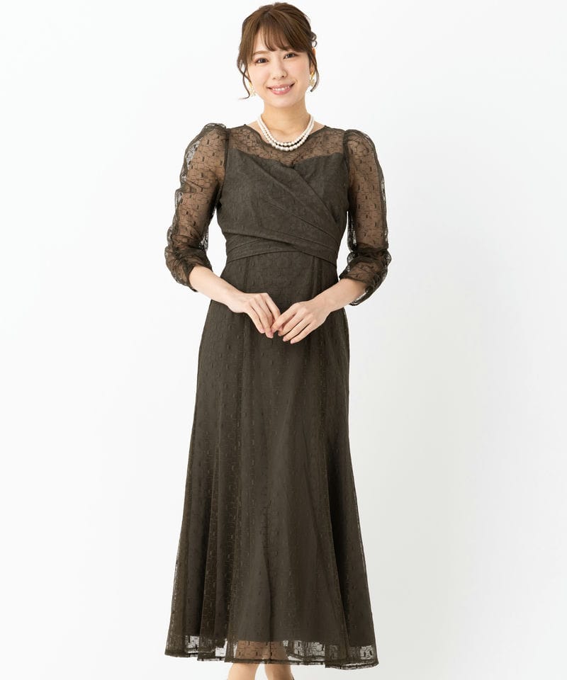 etoll. エトル ジオメトリックカシュクールデザインフレアドレス