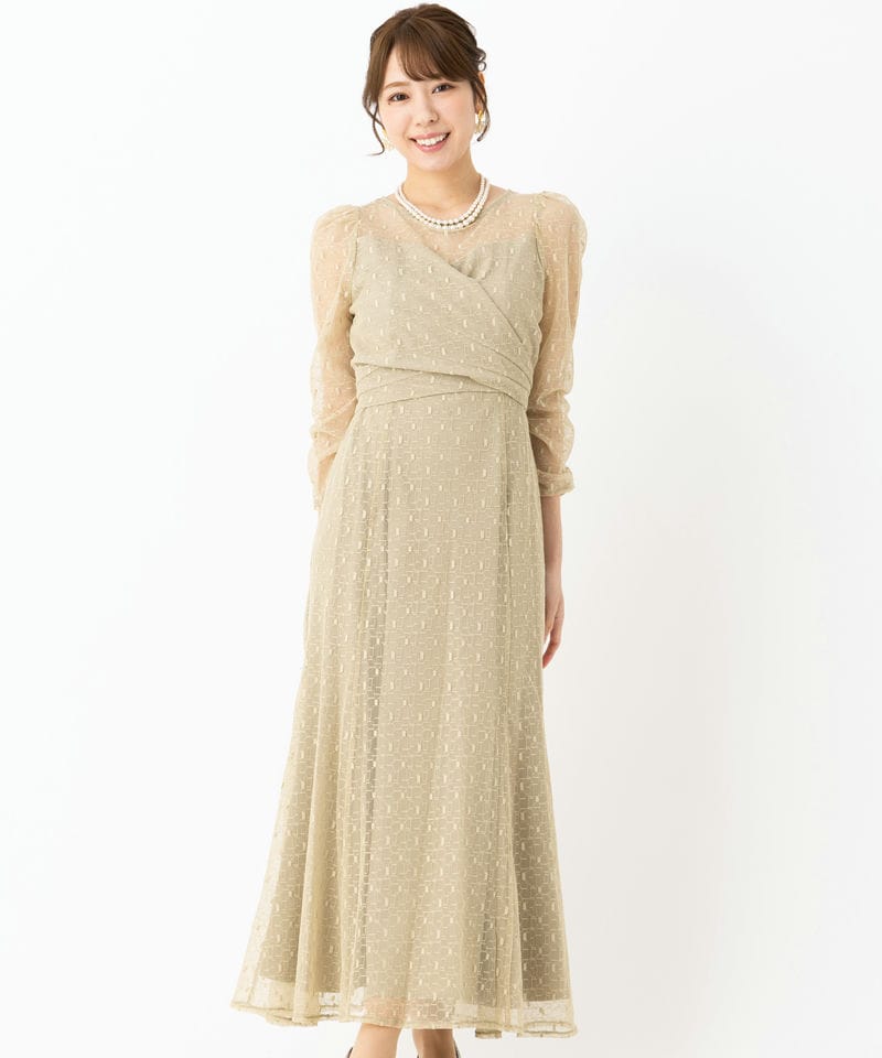 etoll. エトル ジオメトリックカシュクールデザインフレアドレス