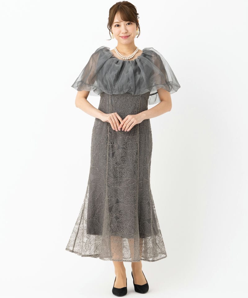 Leja レジャ 2WAYオフショルダーバリエマーメイドレス グレー系 | 結婚 Leja レジャ 2WAYオフショルダーバリエマーメイドレス グレー系 | 結婚
