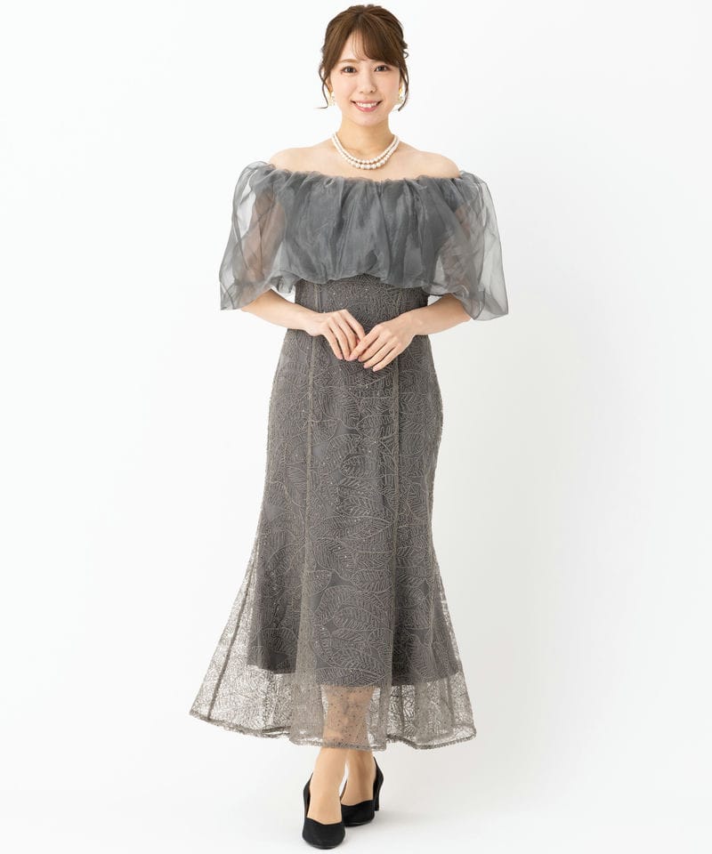 Leja レジャ 2WAYオフショルダーバリエマーメイドレス グレー系 | 結婚