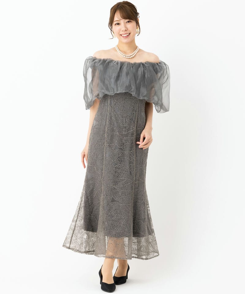 Leja レジャ 2WAYオフショルダーバリエマーメイドレス グレー系 | 結婚