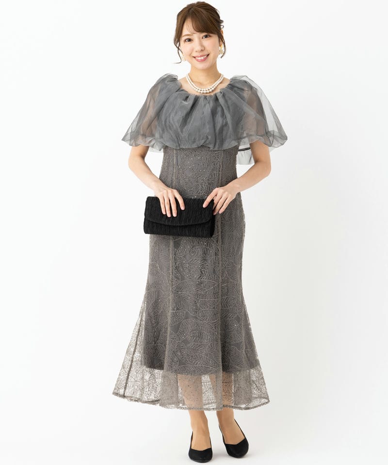 Leja レジャ 2WAYオフショルダーバリエマーメイドレス グレー系 | 結婚