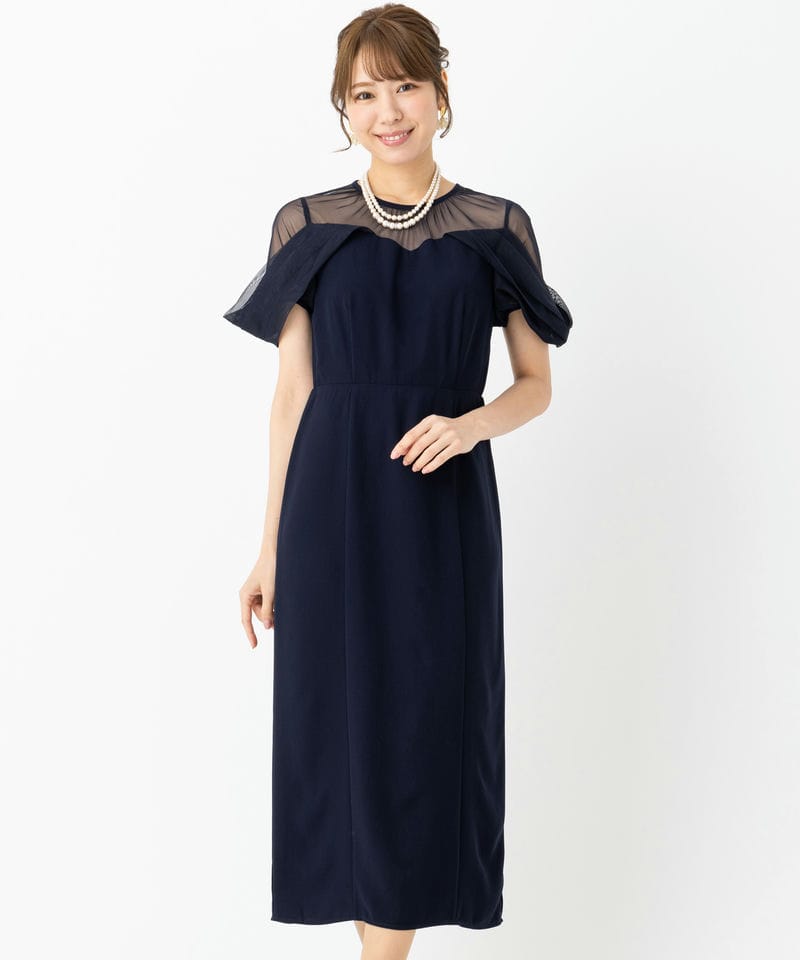 Select Shop ドレープチュールIラインドレス ブラック系 | 結婚式