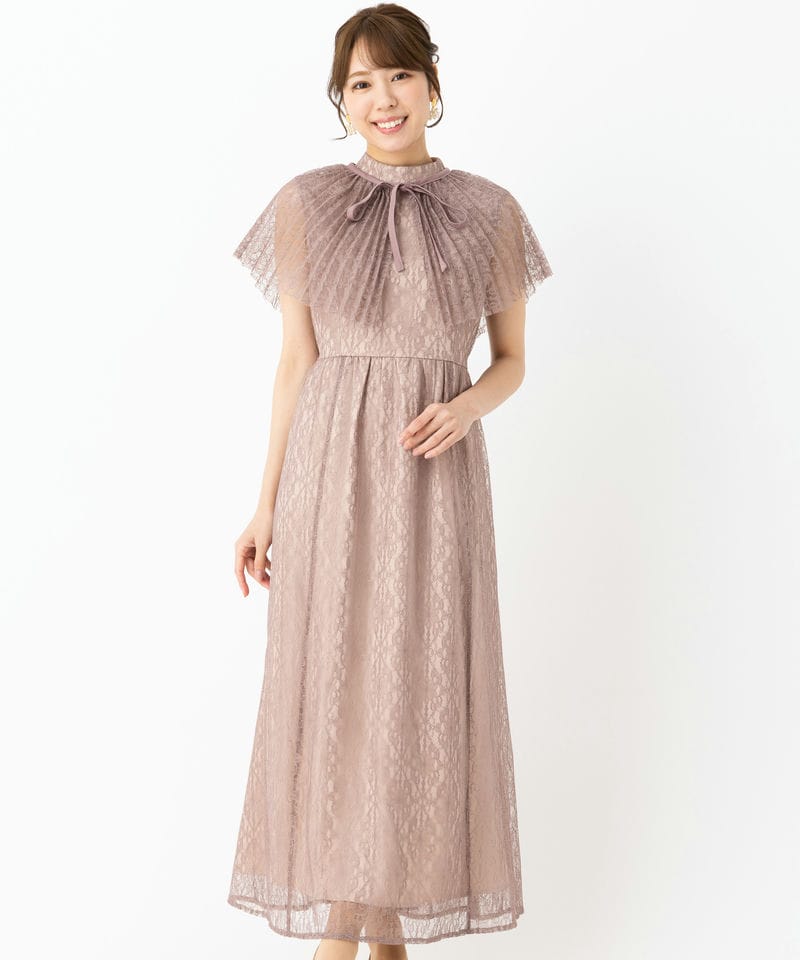 RANDA ランダ マルチWAYケープ付きレースドレス ピンク系 | 結婚式