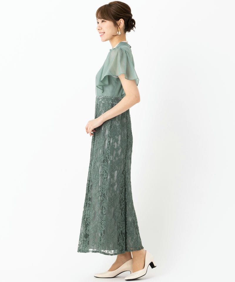 Aimer エメ フレアスリーブマーメイドラインドレス グリーン系 | 結婚