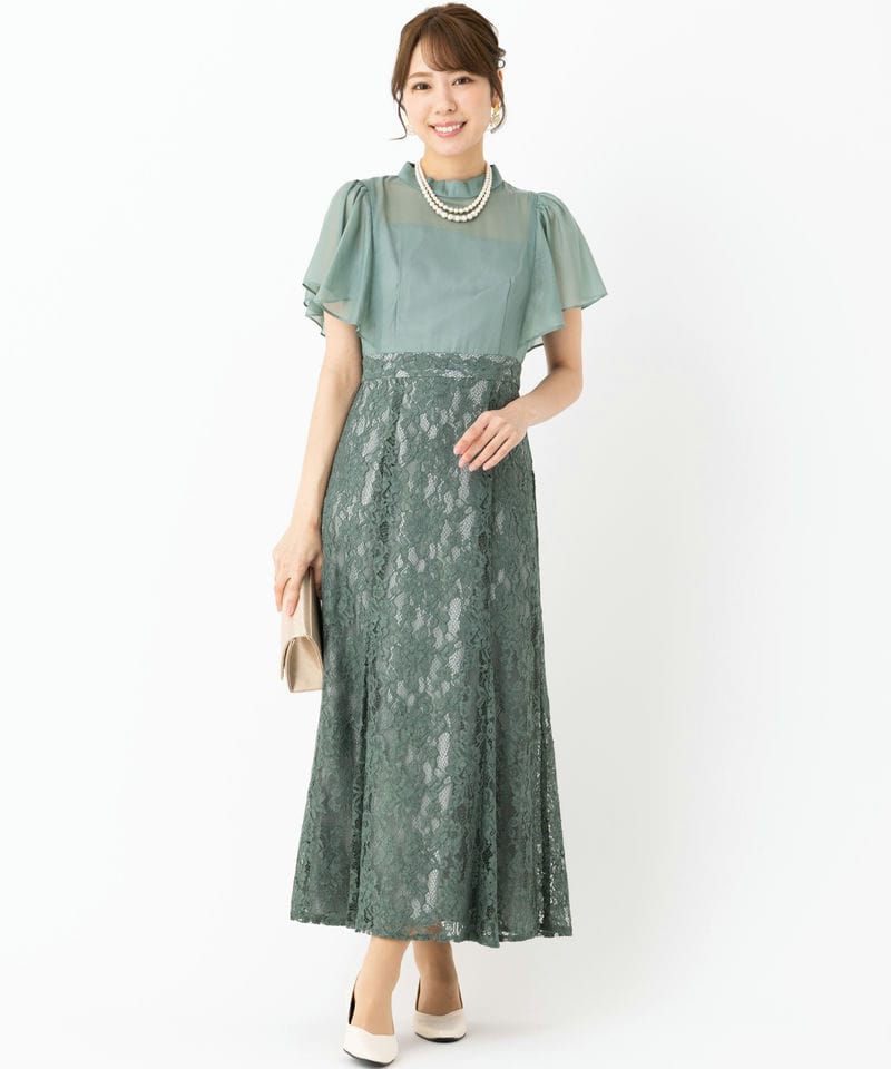 Aimer エメ フレアスリーブマーメイドラインドレス グリーン系 | 結婚