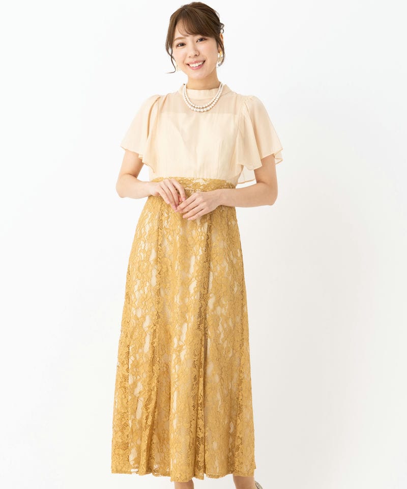 Aimer エメ フレアスリーブマーメイドラインドレス イエロー系 | 結婚