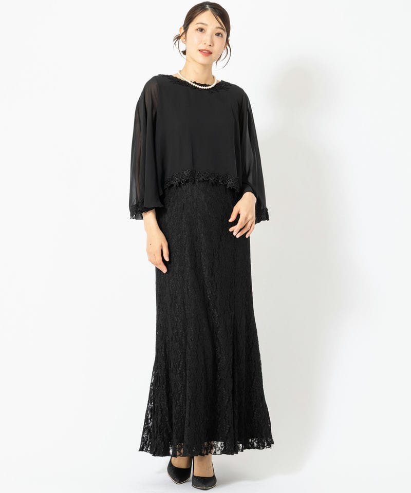 Select Shop 【マザーズドレス】レースベロアロングドレス ブラック系