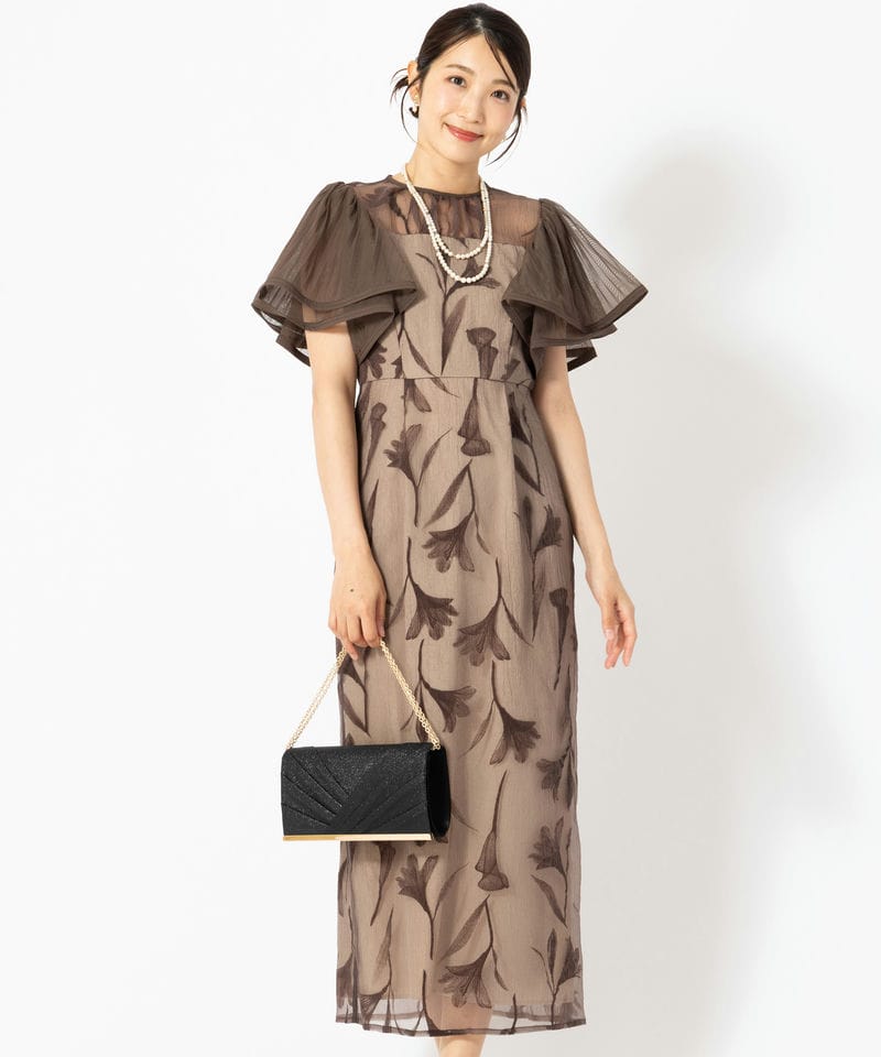 LE'RURE リルアー スリーブレススカラップドレス その他 x グリーン系