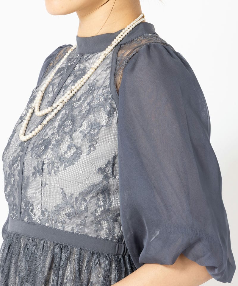 Select Shop 【ドレス3点セット】総レースハイネックバルーンスリーブ