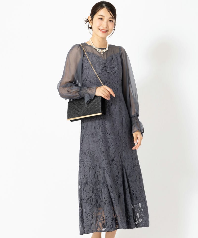 CELFORD セルフォード シャイニーシフォンケープドレス ブラック系
