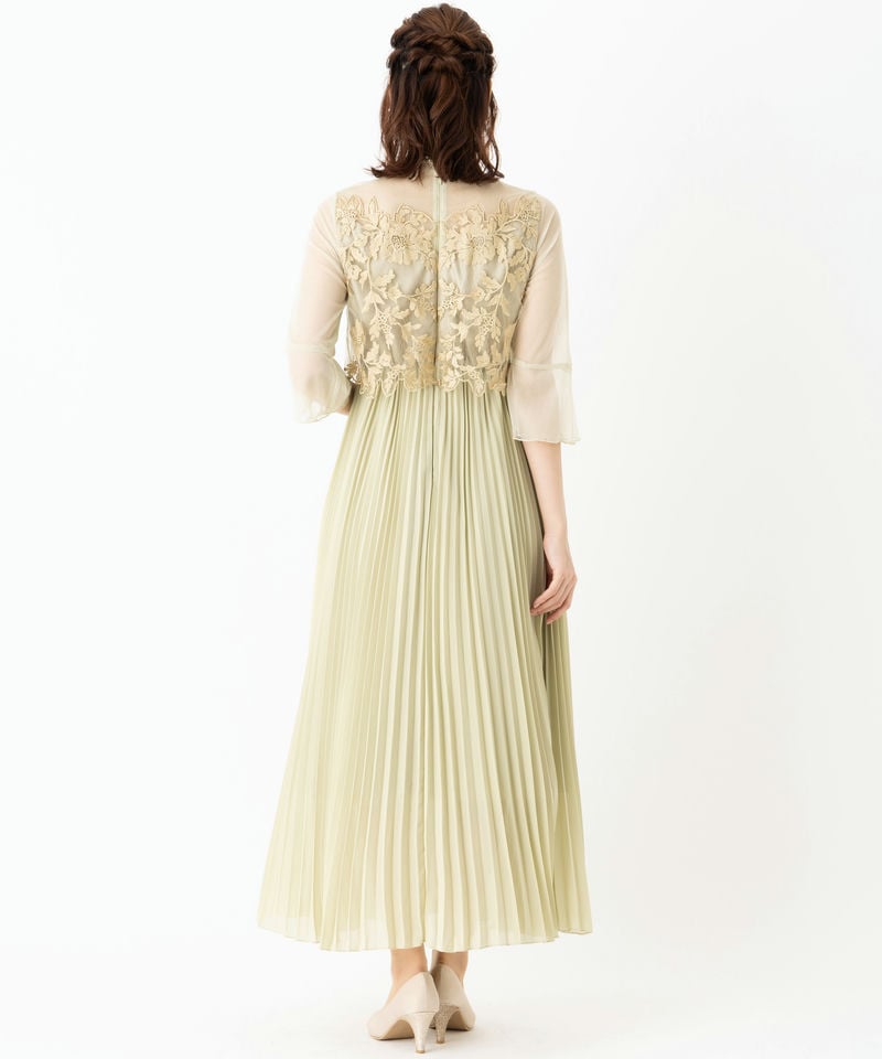 Dorry Doll ドリードール メロースリーブ×プリーツドレス イエロー系