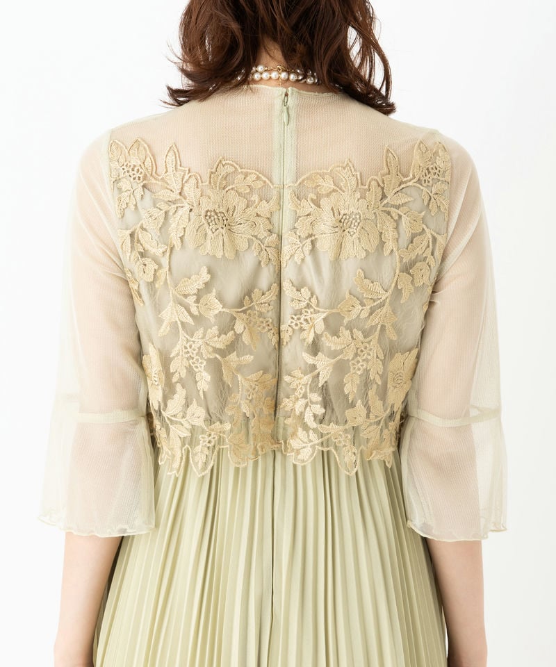 Dorry Doll ドリードール メロースリーブ×プリーツドレス イエロー系