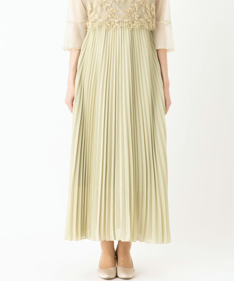 Dorry Doll ドリードール メロースリーブ×プリーツドレス イエロー系