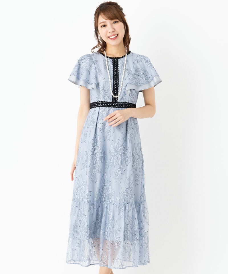 JILL STUART ジルスチュアート スパンコール付きレースドレス ブルー系