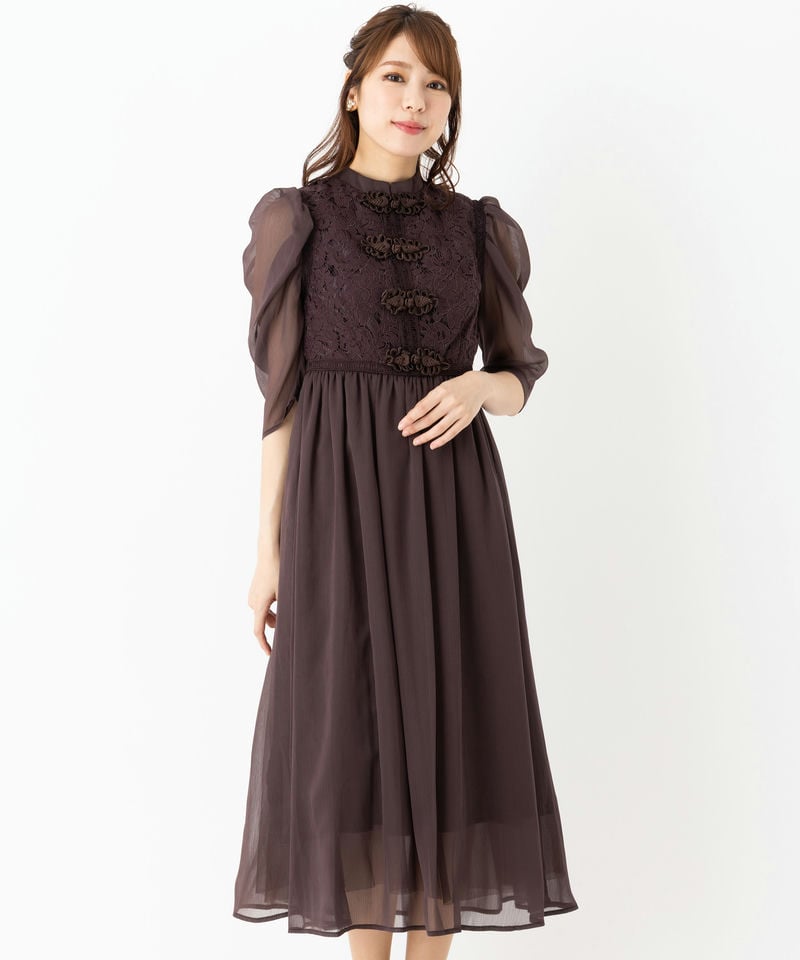 etoll. エトル ジオメトリックカシュクールデザインフレアドレス