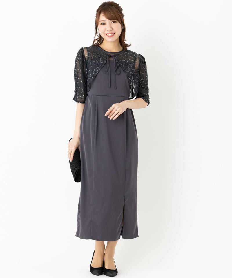 Select Shop スパンコールレース2ピースドレス その他 x グレー系