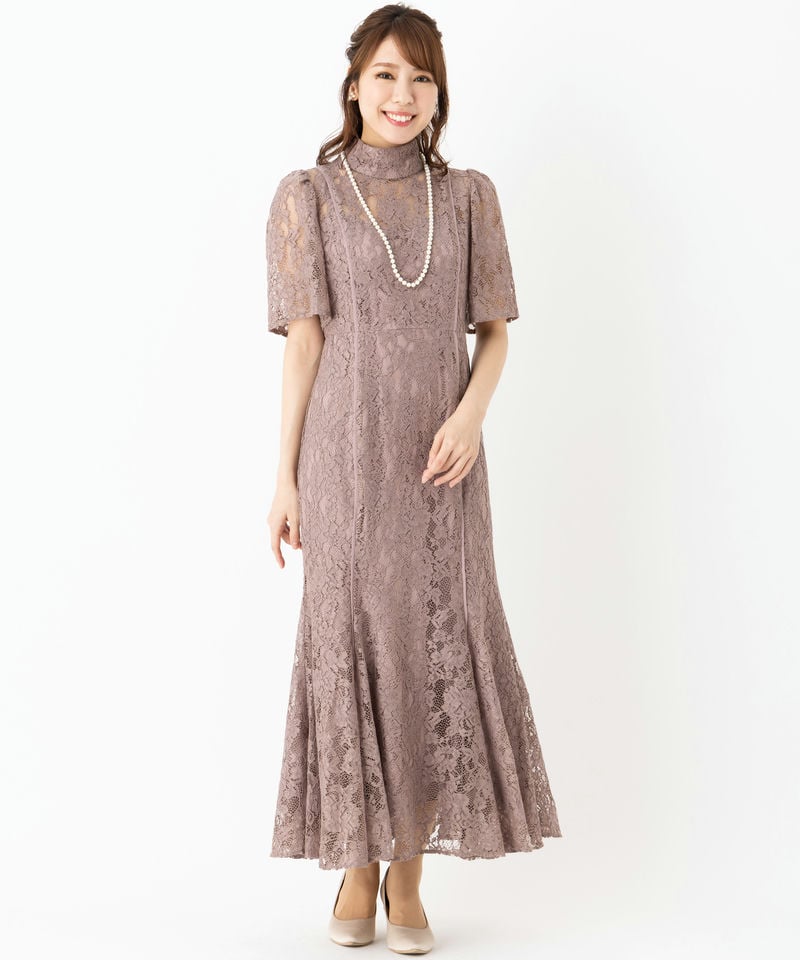 etoll. エトル レースマーメイドラインハイネックドレス その他 x