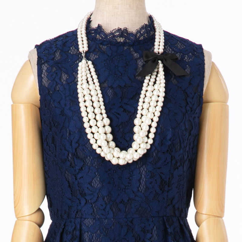 LANVIN en Bleu ランバンオンブルー リボンパールロングネックレス 