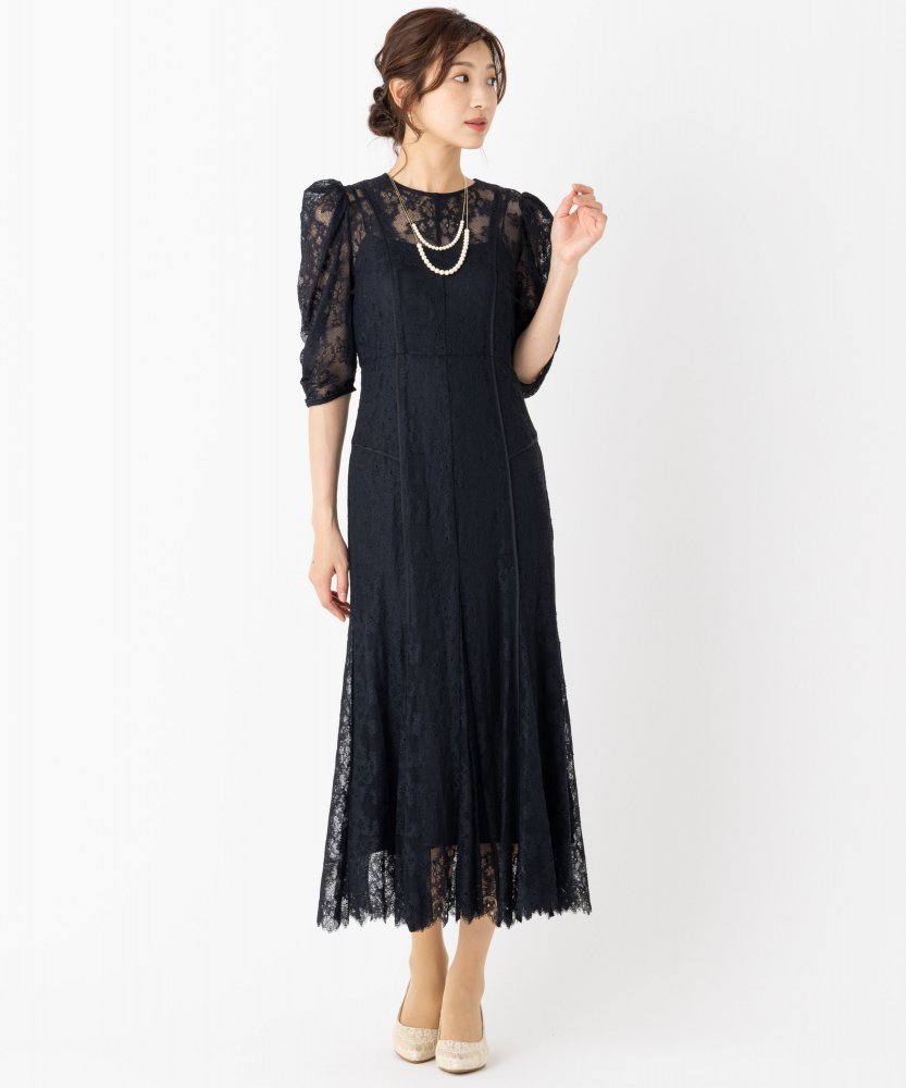 FRAY I.D フレイアイディー パパイピングフラワーレースドレス