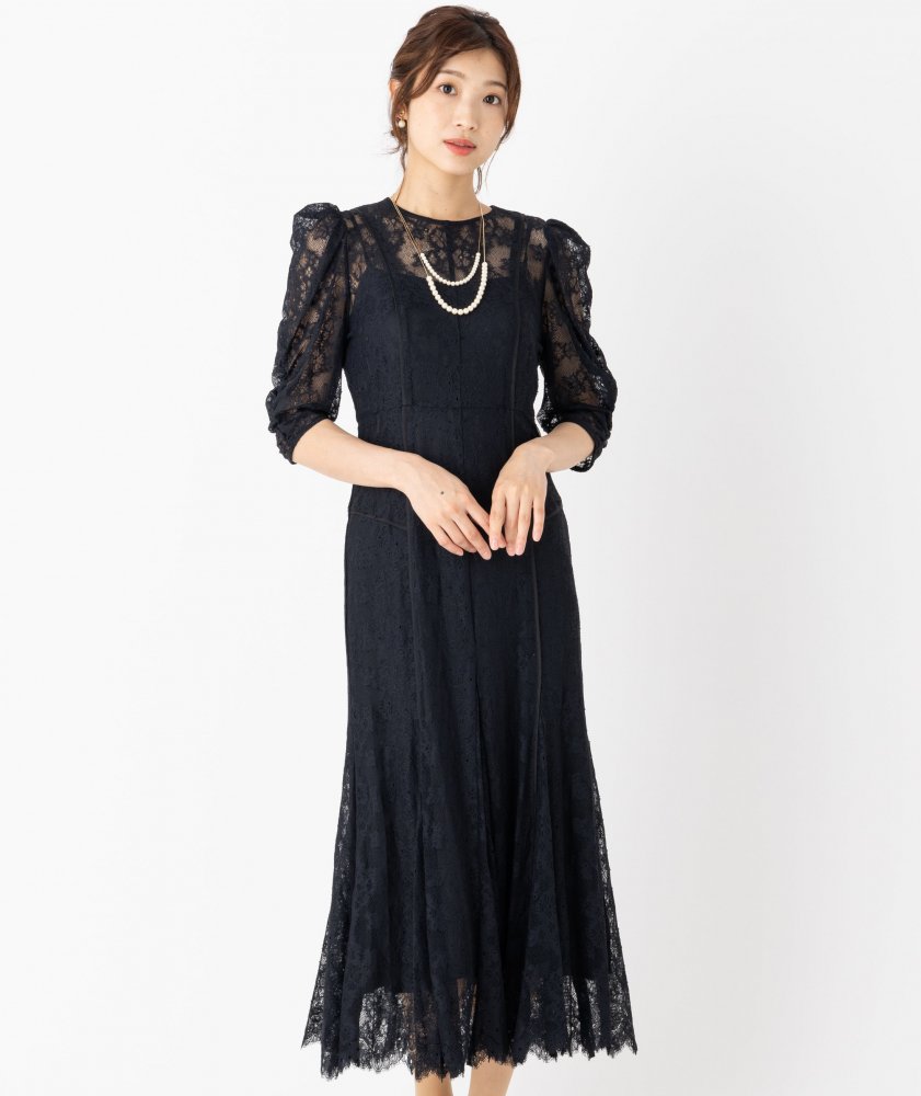 JILL STUART ジルスチュアート バイカラーラッフルレースドレス