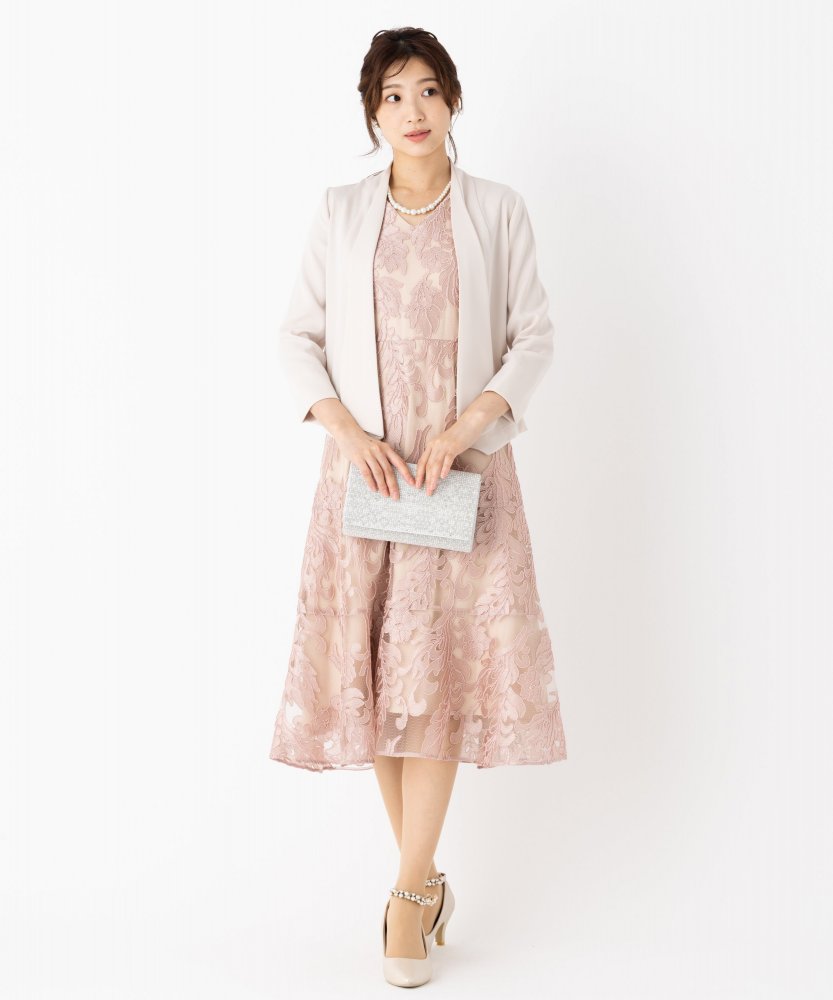 GRACE CONTINENTAL グレースコンチネンタル コード刺繍フレアドレス