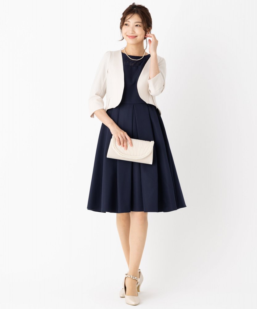 Aimer エメ ダミアレース7分袖ドレス ネイビー系 | 結婚式パーティーの