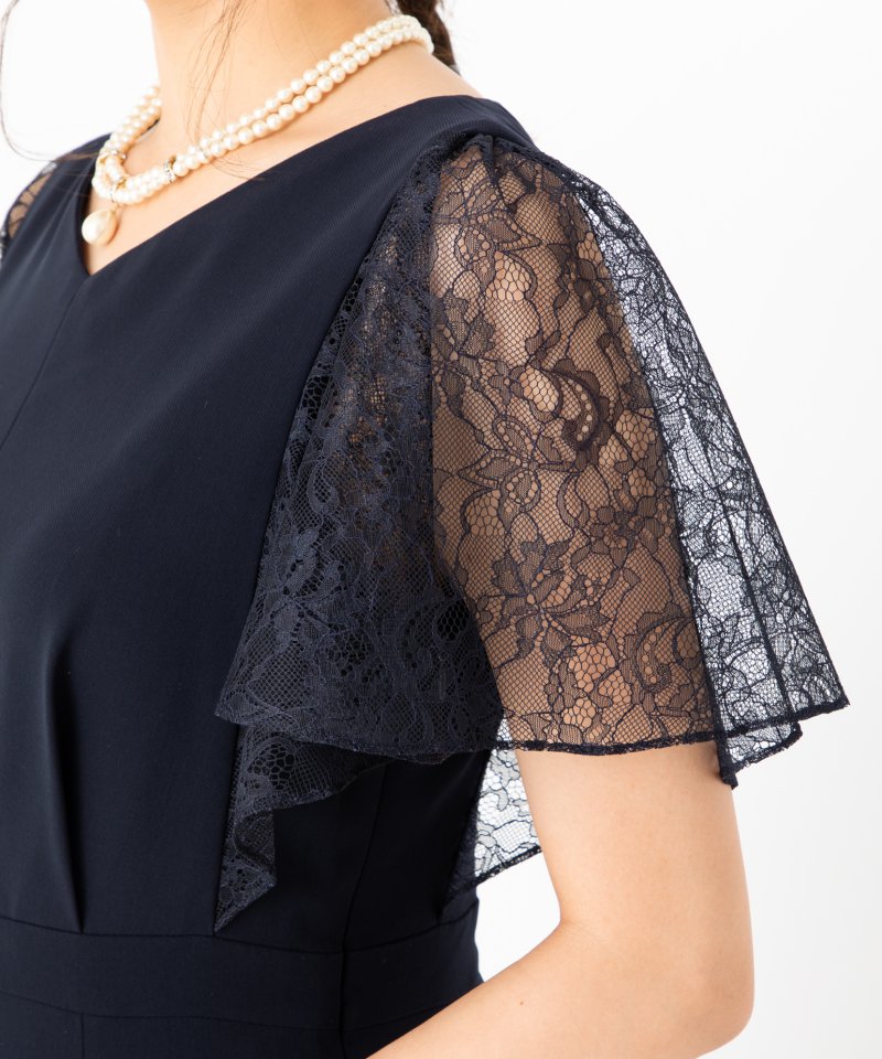 Aimer エメ イレギュラーヘムミモレ丈ドレス ネイビー系 | 結婚式