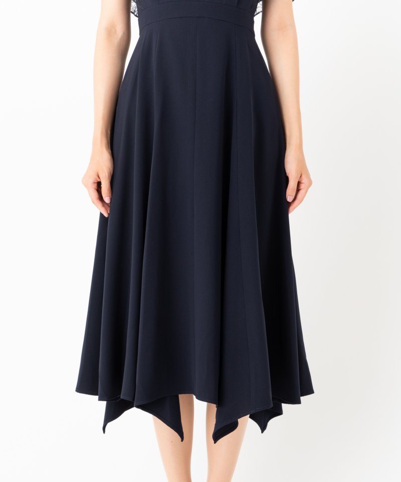 Aimer エメ イレギュラーヘムミモレ丈ドレス ネイビー系 | 結婚式