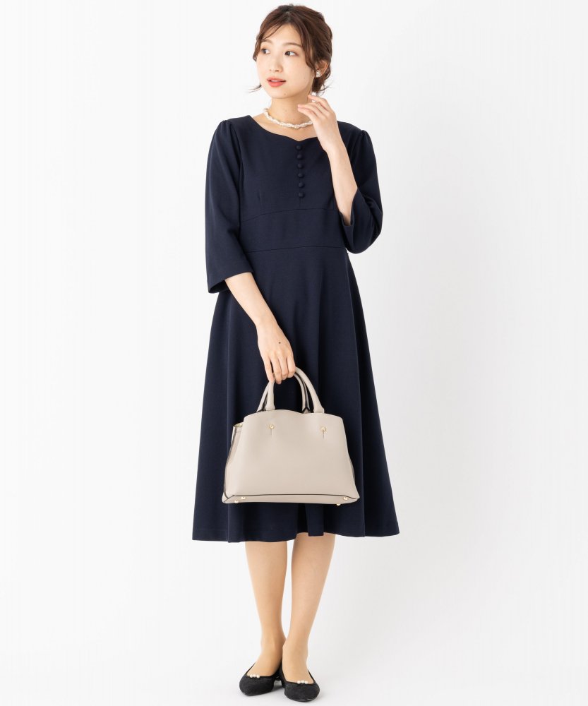 Select Shop 【授乳マタニティ】ハートネックワンピース ネイビー系