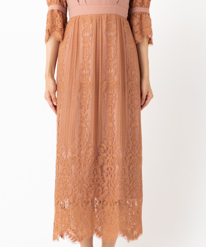 Aimer 【廃棄】エメ パネルレースセミタイトドレス オレンジ系 | 結婚