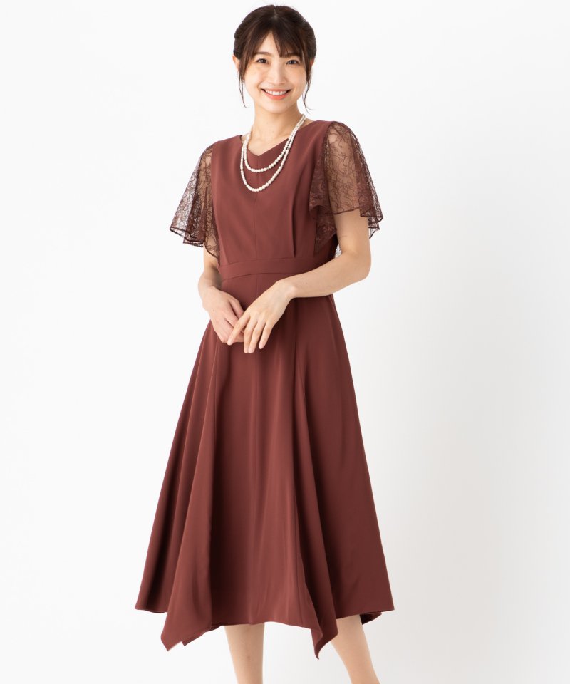 Aimer エメ イレギュラーヘムミモレ丈ドレス ネイビー系 | 結婚式