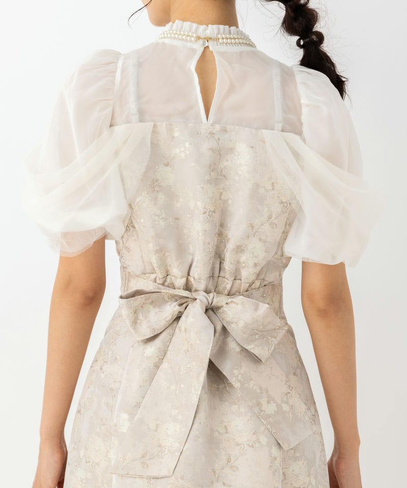 dazzlin ダズリン シアーベールジャガードドレス ベージュ系 | 結婚式