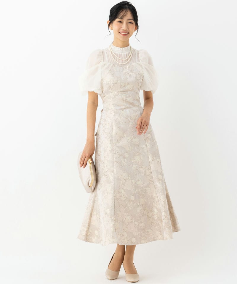 dazzlin ダズリン シアーベールジャガードドレス ベージュ系 | 結婚式