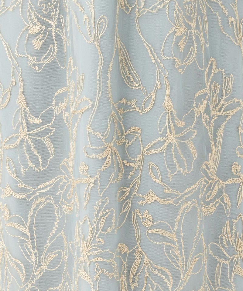 LE'RURE リルアー フラッフィースリーブペンシルドレス ブルー系