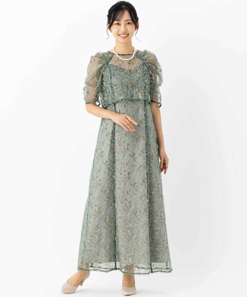 LE'RURE リルアー ホールレースレイヤードドレス グリーン系 | 結婚式