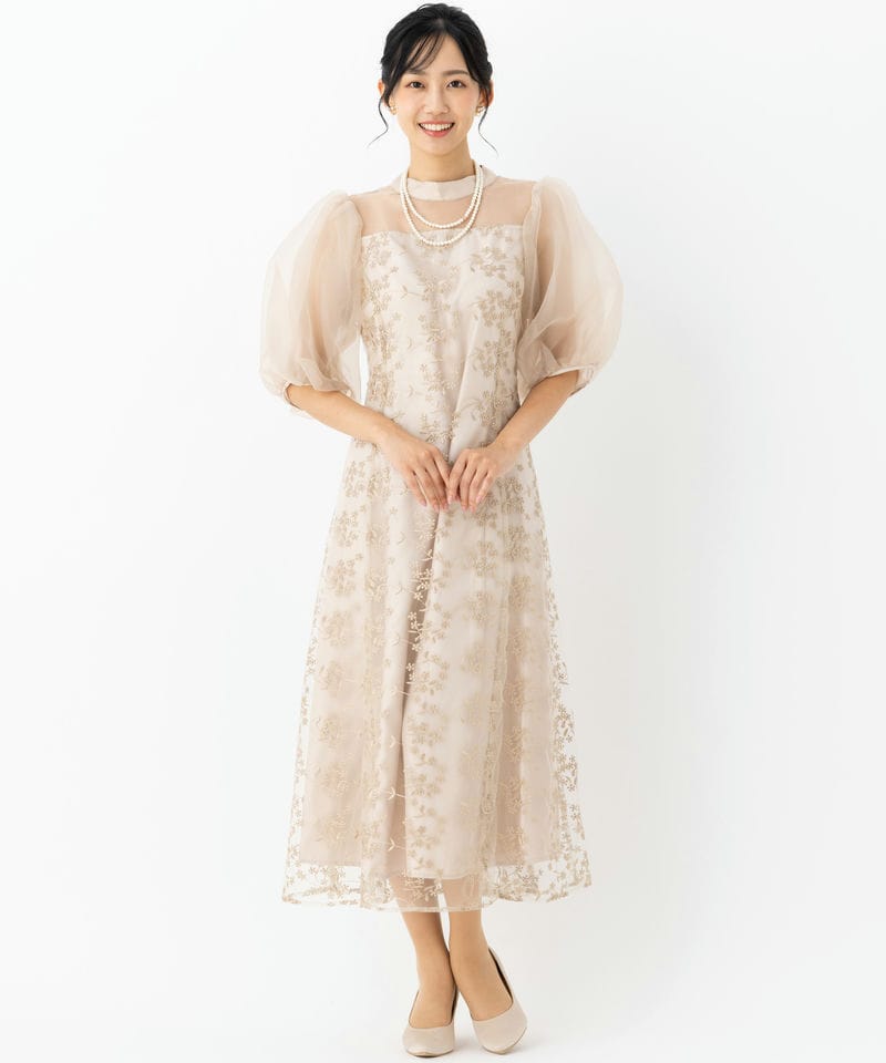 Select Shop オーガンジーパフスリーブドレス ベージュ系 | 結婚式