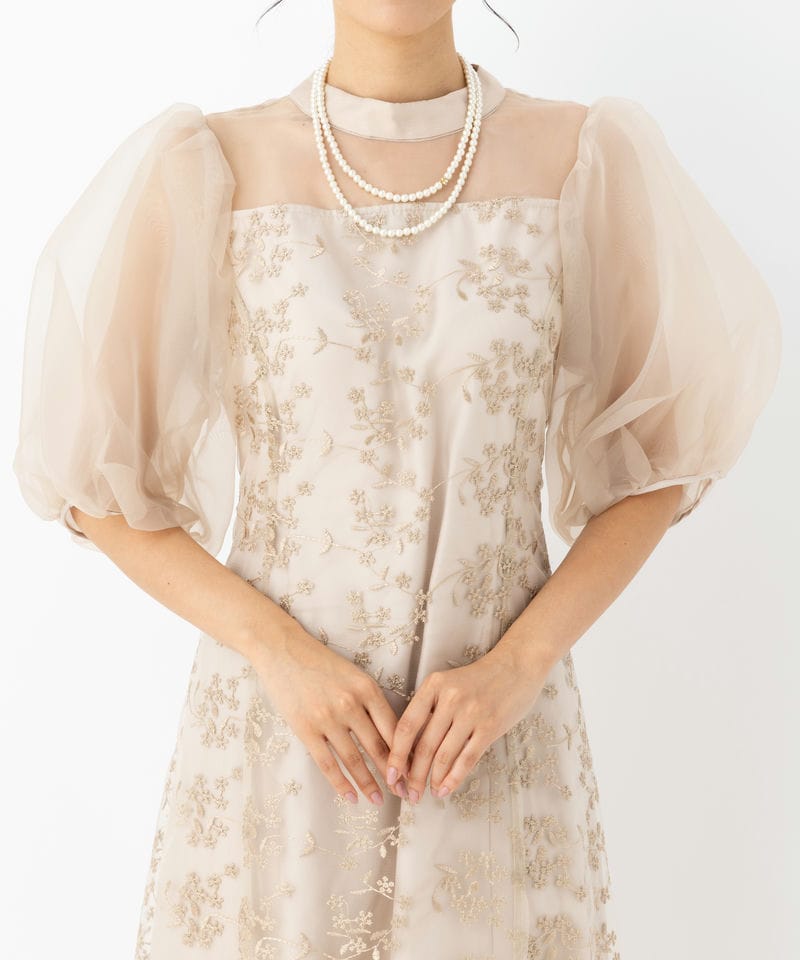 Select Shop オーガンジーパフスリーブドレス ベージュ系 | 結婚式