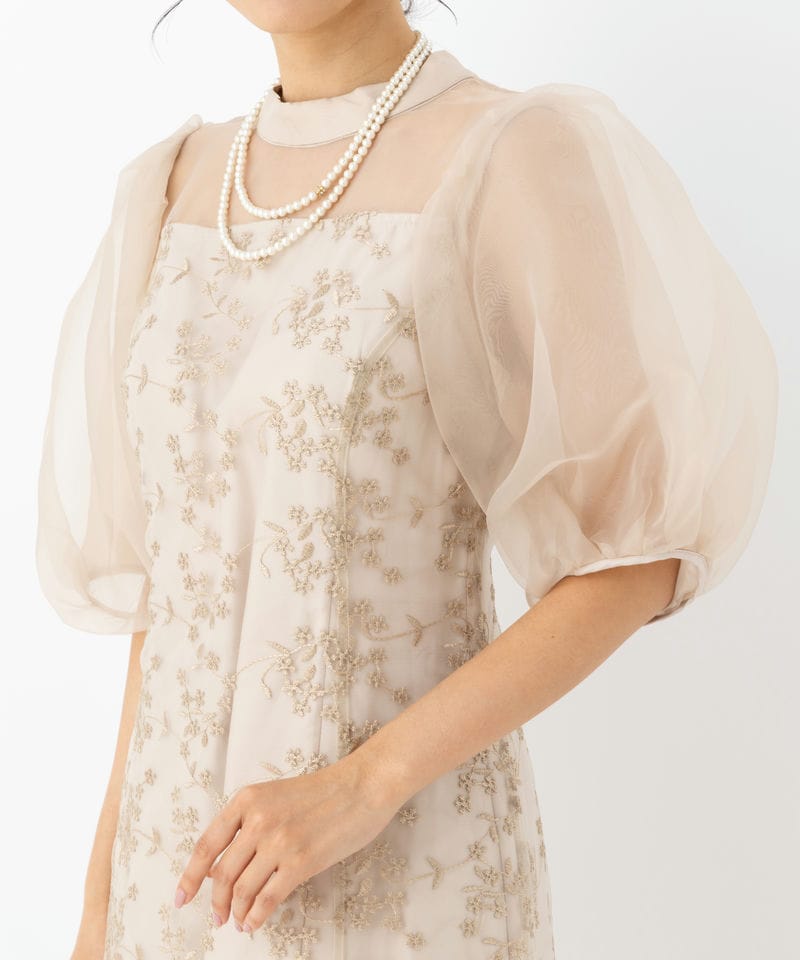 Select Shop オーガンジーパフスリーブドレス ベージュ系 | 結婚式