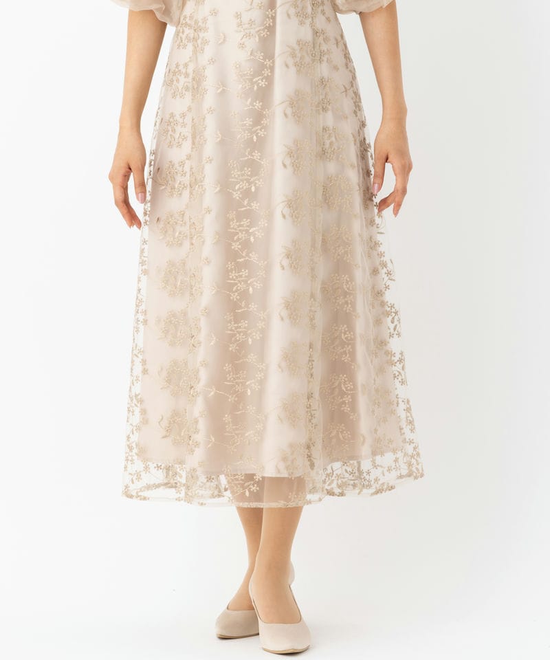 Select Shop オーガンジーパフスリーブドレス ベージュ系 | 結婚式