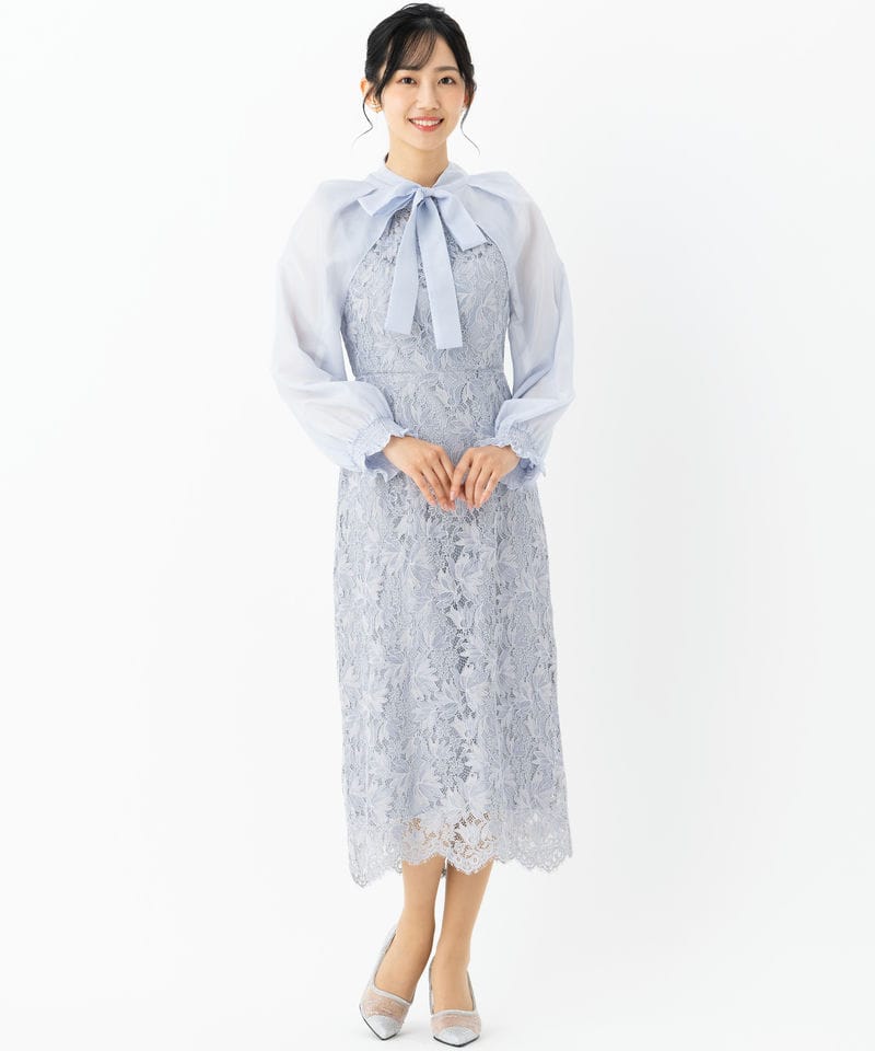 Select Shop シフォンボウタイレースドレス ブルー系 | 結婚式