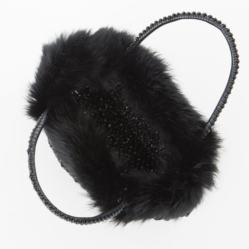 ANTEPRIMA アンテプリマ ファー付ワイヤーハンドバッグ ブラック系